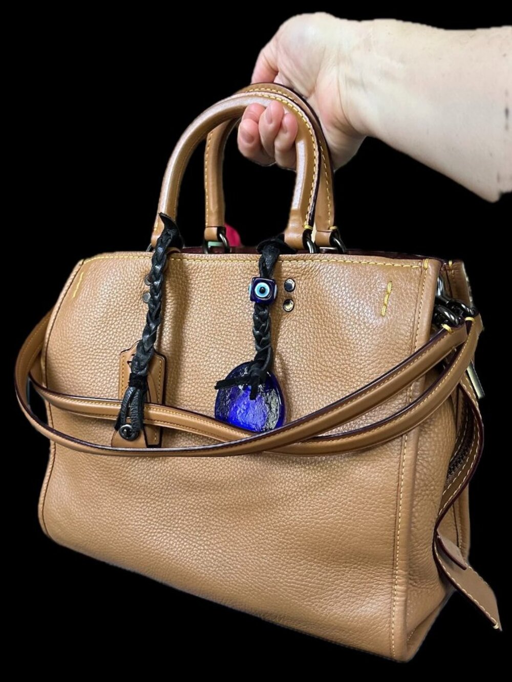 COACH Rogue 30/31 1941 Light Saddle Tan PebbledLeather Satchel Oxblood 3Way bag - Picture 6 of 16